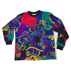 Blusa de seda multicolor vintage Genny de los años 1980