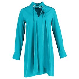 Blusa con collo a fiocco Chloé in seta turchese