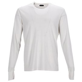 Tom Ford Langarm-T-Shirt mit Rundhalsausschnitt aus weißem Lyocell