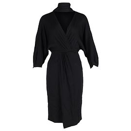 Vestido negro de acetato con escote en V y longitud hasta la rodilla de Diane von Furstenberg