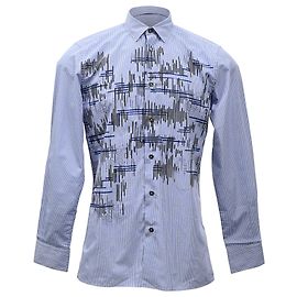 Camisa de cuadros impresa Bottega Veneta en algodón azul