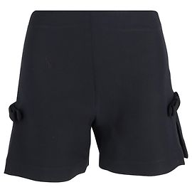 Pantalones cortos de lana negra con detalle de lazo Fendi