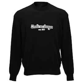Balenciaga Logo Est. 1917 Pullover aus schwarzer Baumwolle
