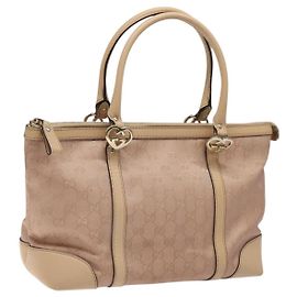 Borsa Tote Lovely GG Canvas Gucci Rosa Oro 257069 Auth 117391
