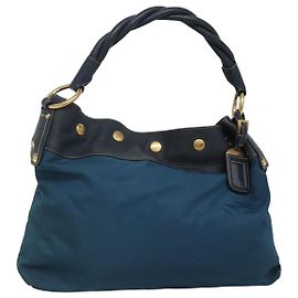 Borsa a spalla PRADA in nylon blu Auth 117720
