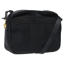 Sac à épaule Salvatore Ferragamo en toile et cuir noir Auth bs24292