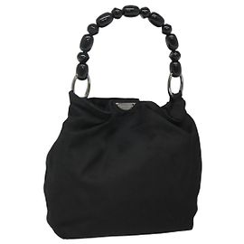 Christian Dior Maris Pearl Schultertasche aus Nylon Schwarz Silber Authentisch BA1374