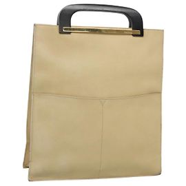 Borsa a mano GUCCI in pelle beige dorato Auth BA1025