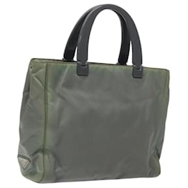 PRADA Borsa a mano in nylon khaki argento autentica 117333