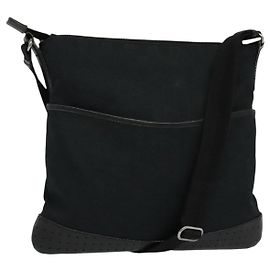 Borsa a Spalla GG Canvas Gucci Nera Argento 145857 001013 Auth bs24306