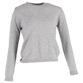 Ganni Pullover aus grauer Kaschmir mit Kristallverzierungen