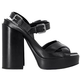 Sandali con plateau e cinturino alla caviglia Jil Sander in pelle nera