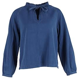A.P.C. Langärmliges Chambray-Oberteil mit Kordelzug Noa aus blauer Baumwolle - Apc