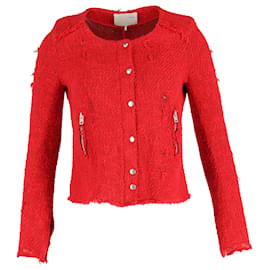 Giacca Iro Agnette Distressed in Tweed Rosso