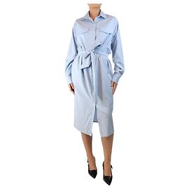 Autre Marque Hellblaues, tailliertes Midi-Hemdkleid - Größe UK 10