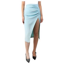 Roland Mouret Gonna midi arricciata turchese con spacco - taglia UK 8