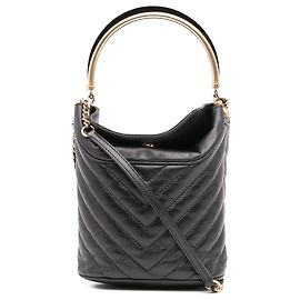 Chic Bucket Bag aus schwarzem, gestepptem Lammleder mit Chevron von Chanel
