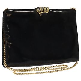 Borsa Clutch Salvatore Ferragamo Smalto 2way Nera CC Auth bs24365