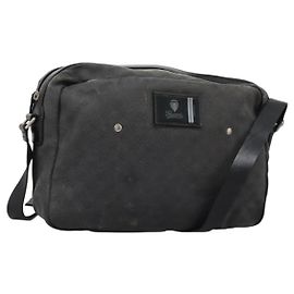 Borsa a Spalla GG Canvas Gucci Nera Argento 223648 Auth 117257