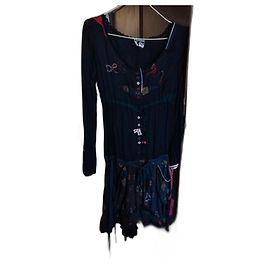 Vestido negro y rojo Desigual con botones M/38