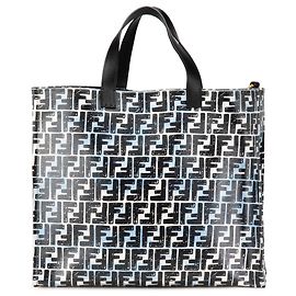 Borsa shopper nuvolosa in tela rivestita Zucca di Fendi Blue Joshua Vides