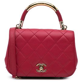 Chanel Mini Borsa Carry Chic in Pelle di Agnello Trapuntata Rosa