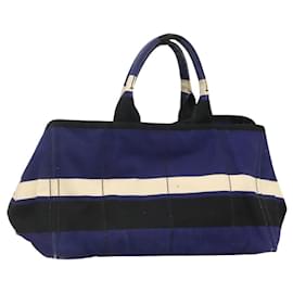 PRADA Canapa GM Borsa a mano in tela blu oro Auth bs24485