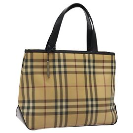 Borsa a mano in PVC beige con motivo Nova Check di BURBERRY Argento Auth 117914
