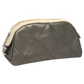 Chanel Pochette Bicolore in Pelle PVC Grigia CC Auth BA1250