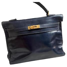 Borsa Hermès in pelle blu navy