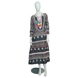 Autre Marque Vestido maxi kaftan Gooshwa estampado étnico multicolor algodón S