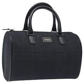 Bolso de mano de lona Nova Check de Burberry, azul marino, auténtico yk17897