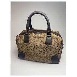 Vintage Celine Paris Macadam Monogramm Canvas Leder Tasche schwarz kamel - Céline