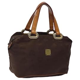 MCM Logogram Vicetos Hand Bag Nylon Brown Gold Auth bs24481