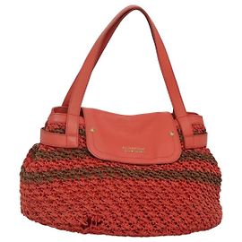 Borsa tote Burberry Blue Label in rafia arancione Auth 117747
