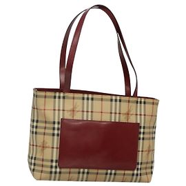 Borsa tote Burberry Nova Check in PVC beige argento autentica 117740