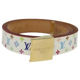 LOUIS VUITTON Monogramm Multicolor Gürtel Quadrat Weiß M9270U LV Auth MY153