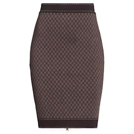 Falda Balmain marrón de lana y poliamida talla 36