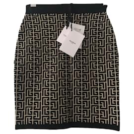Falda Balmain negra de lana y poliamida