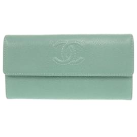 Cartera larga Chanel Coco Mark verde menta