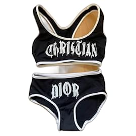 Dior Zweiteiliger Gothic Badeanzug Schwarz