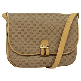 Gucci Bolso de Hombro Micro GG Supreme de PVC Cuero Beige 001 406 1780 Auth bs24523