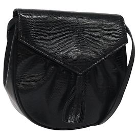 SAINT LAURENT Borsa a Spalla in Pelle Embossed Nera Oro Auth BA1084