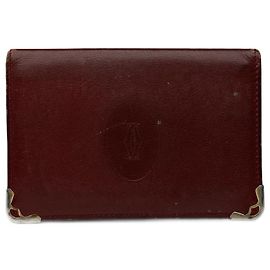 Porta tarjetas de cuero vintage Cartier burdeos