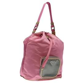 PRADA Borsa a mano in nylon rosa argento Auth ar13470 - Prada