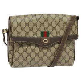 GUCCI GG Supreme Web Sherry Line Schultertasche PVC Beige 904 02 084 Auth BA1301