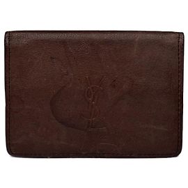 Vintage Yves Saint Laurent Leather Card Holder Brown