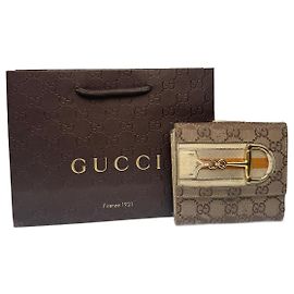 Portafoglio vintage in pelle Gucci / monogramma beige bianco arancione
