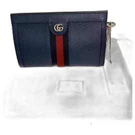 Gucci Ophidia Handtasche aus blauem Leder mit goldener Kette