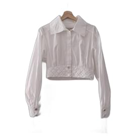 Chanel La Pausa Long Sleeve Silk Cotton Blouse White